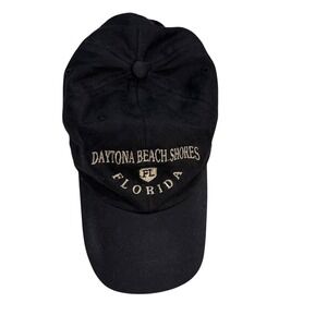 Black Daytona Beach Shores Florida Embroidered Cap Sunkiss Kap Adjustable Strap